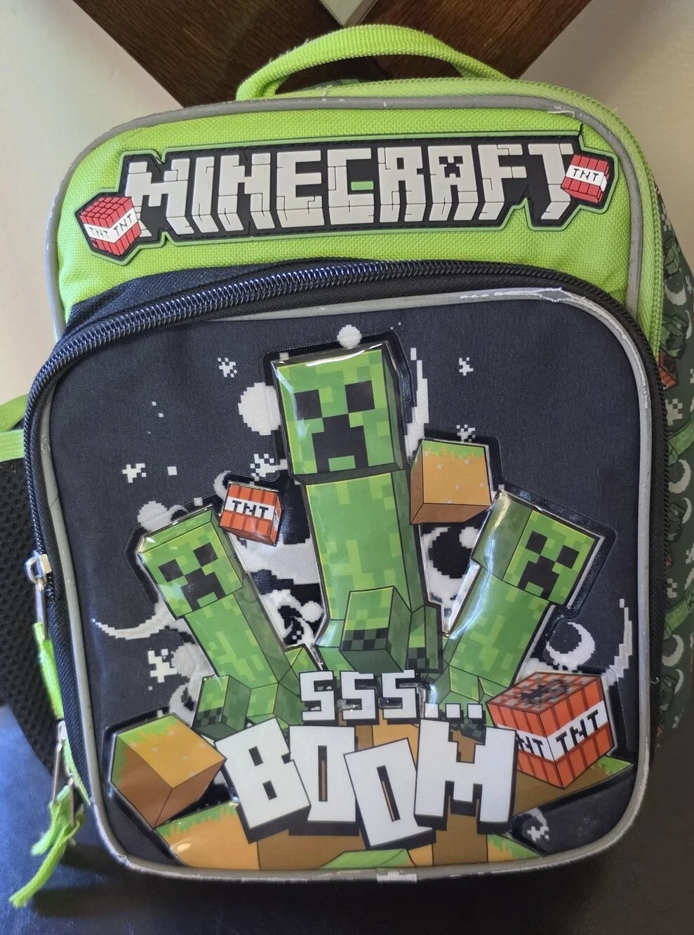 Minecraft Keeper Kids Backpack Set in Black and Bright Green